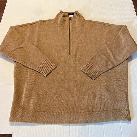 J.crew-M-camel(tan)-men’s-mock neck, 1/2 zip, cashmere wool nylon blend sweater. - Picture 1 of 13